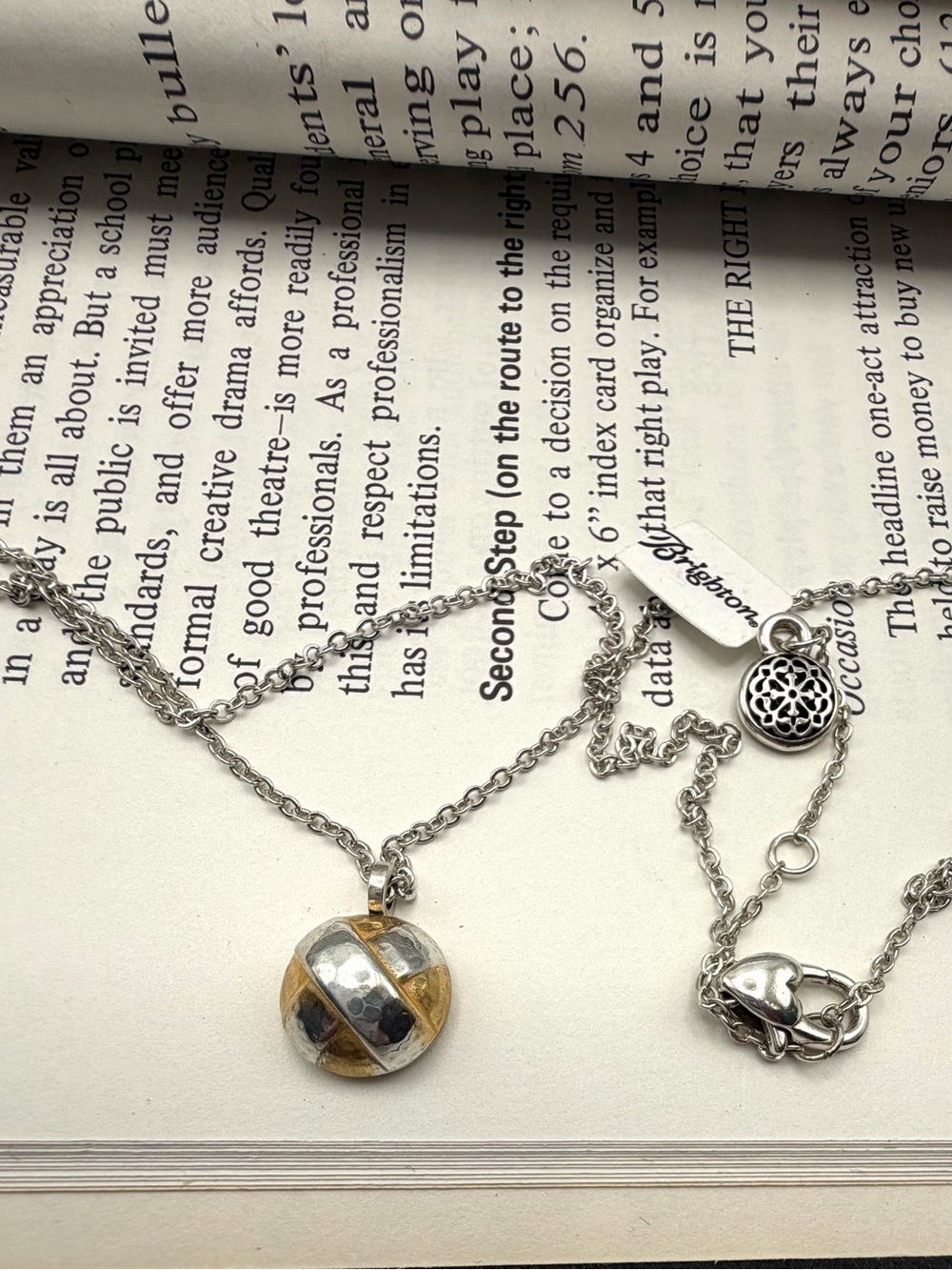 Brighton Ferrera Collection Two-Tone Round Pendant Necklace in Silver and Gold